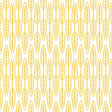 Wheat seamless pattern. Yellow print on white backgroundのイラスト素材