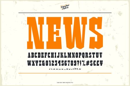Slab serif font in the western style. Letters and numbers for icon and title design. Print on light background.のイラスト素材