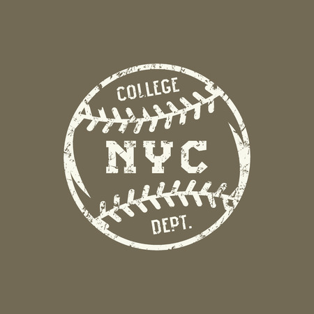 Emblem of the baseball team of New York. Graphic design for t-shirt. White print on brown backgroundのイラスト素材