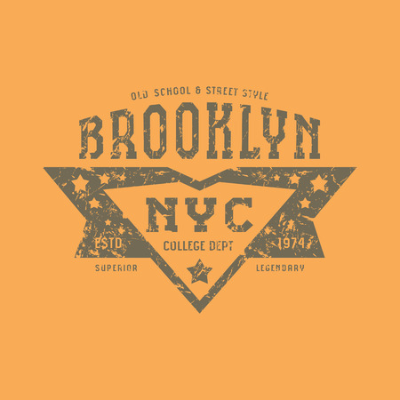 Emblem of the sports team of New York. Graphic design for t-shirt.  Brown print on orange backgroundのイラスト素材