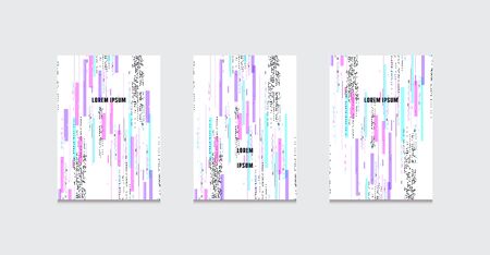 Stock vector set of abstract brochure covers. Design with glitch distortion effectのイラスト素材