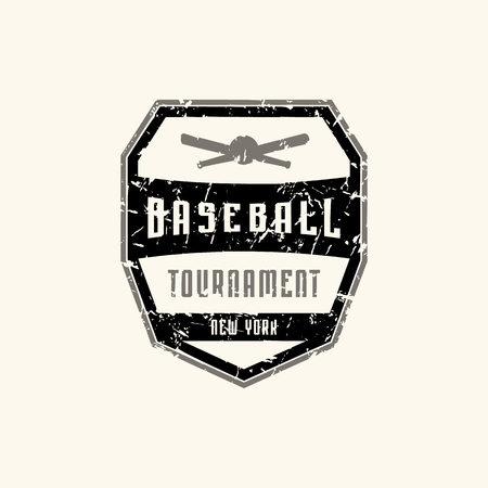 Emblem of baseball tournament with vintage texture for sticker and t-shirt design. Print on white backgroundのイラスト素材