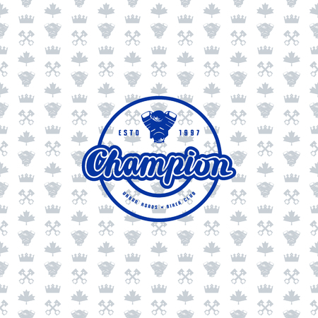 Seamless pattern and emblem for biker club.  For web and wrapping paper designのイラスト素材