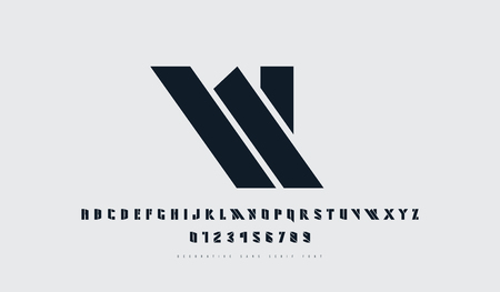 Stock vector stencil-plate sans serif font. Futuristic style typeset. Letters and numbers for sci-fi, military, space and headline design. Black print on gray backgroundのイラスト素材