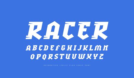 Decorative Italic slab serif font.のイラスト素材