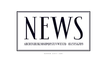 Elegant narrow serif font in antique style.のイラスト素材