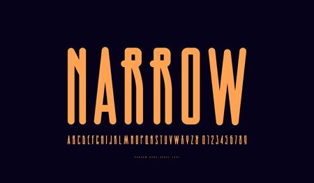 Condensed sans serif font with rounded corners.のイラスト素材