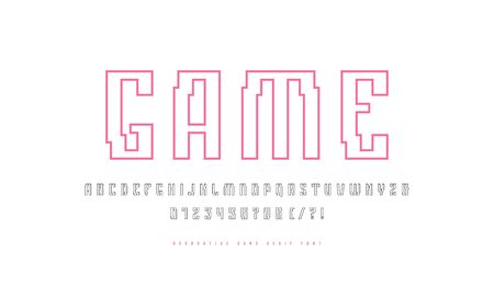 Hollow sans serif font in cyber style. Letters and numbers for sci-fi, cosmic logo and emblem design. Isolated on white backgroundのイラスト素材