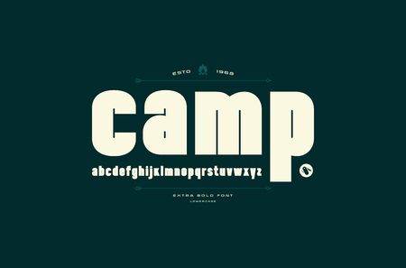 Stock vector sans serif font, alphabet, typography. Extra bold face. Lowercase letters for emblem designのイラスト素材