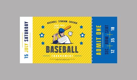 Template of baseball ticket. Graphic design in minimalist styleのイラスト素材
