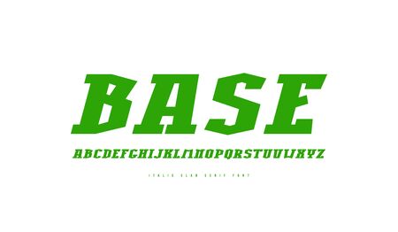 Italic slab serif font in athletic style. Extra bold face. Letters for t-shirt and title design. Isolated on white backgroundのイラスト素材