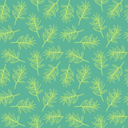 Seamless pattern with the image of olive branch. For web design, color print on fabric, paperのイラスト素材