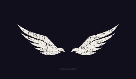 Stock vector wings silhouette with vintage texture.  emblem and t-shirt designのイラスト素材