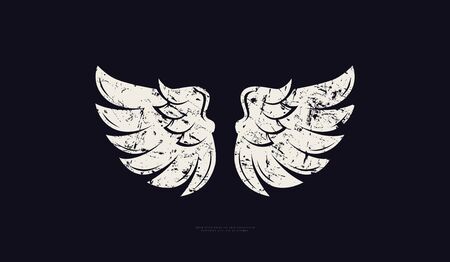 Stock vector wings silhouette with vintage texture.   emblem and t-shirt designのイラスト素材