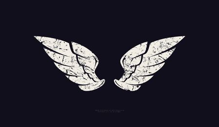 Stock vector wings silhouette with vintage texture.  emblem and t-shirt designのイラスト素材