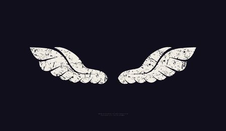 Stock vector wings silhouette with vintage texture.  emblem and t-shirt designのイラスト素材