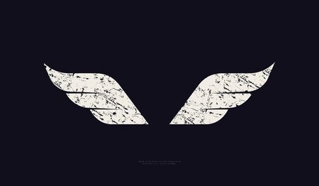 Stock vector wings silhouette with vintage texture.  emblem and t-shirt designのイラスト素材