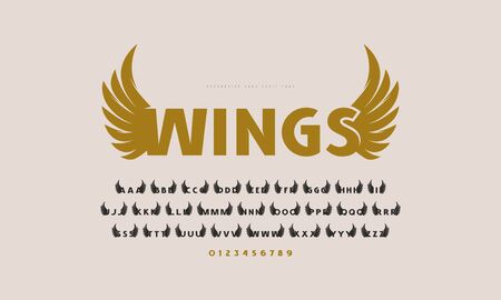 Initial sans serif font with wings silhouettes. For military and sport  emblem and t-shirt designのイラスト素材