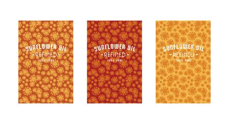 Set of templates label for sunflower oil with seamless pattern. Set of color variantsのイラスト素材