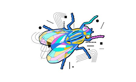 Zine culture poster with image of fly. Color print on white background