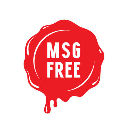 Wax seal msg free sign for your label and packaging. Red print on white backgroundのイラスト素材