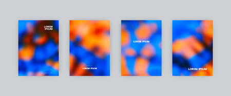 Set of vector cover templates. Infrared colors splash hand painted psychedelic tie dye blurred...