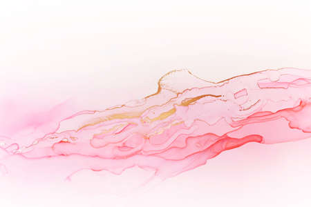 Abstract hand painted alcohol ink texture. Pink and gold colors. Creative background for your design