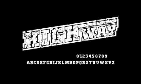 Slab serif font in sport style on blackのイラスト素材