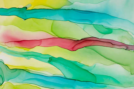 Colorful stripe abstract hand painted alcohol ink texture. Creative background for your designの写真素材