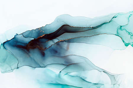 Abstract hand painted alcohol ink texture. Horizontal green stripes. Creative background for your...