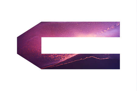 Wide initial letter C with abstract hand-painted alcohol ink texture. Galaxy texture. Isolated on...