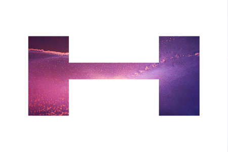 Wide initial letter H with abstract hand-painted alcohol ink texture. Galaxy texture. Isolated on white background. Illustration for headline and designの写真素材