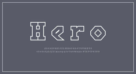 Hollow slab serif letters font in viking style for logo and headline design. Vector illustrationのイラスト素材