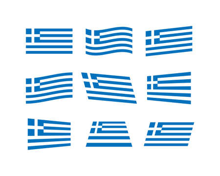 Greece flag icons set. Isolated on white background. Vector illustrationのイラスト素材