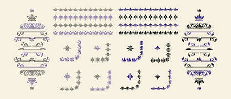 Set of ornament to decorate your design. Decorative elements in thin line style. Vector illustrationのイラスト素材