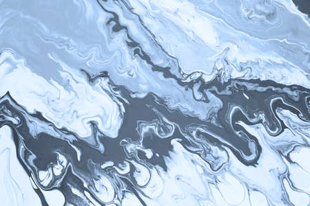 Abstract hand painted fluid art texture. Cold black and white color. Creative background for your...