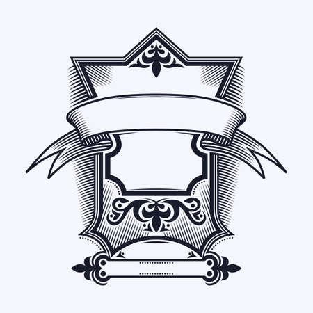 Decorative frame in retro style. vector illustration. isolated on white backgroundのイラスト素材