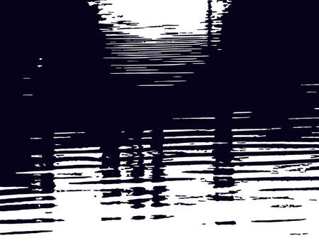 Stock vector texture of reflection of the sun in the water. Black and white background for your designのイラスト素材