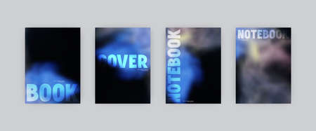 Set of vector cover templates. Black, blue and silver colors hand painted alcohol ink blurred background. For flyers, posters and placards designのイラスト素材