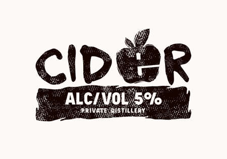 Template emblem for apple cider. Design with rough texture. vector illustrationのイラスト素材