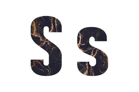 Initial letter S with abstract hand-painted alcohol ink texture. Uppercase and lowercase typeface. isolated on white background. Illustration for emblem and logo designの写真素材