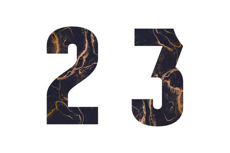 Numbers two and three with abstract hand-painted alcohol ink texture. isolated on white background....