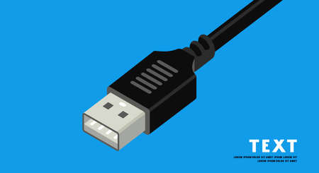 Poster template with image of usb connector in isometric style. vector illustration
