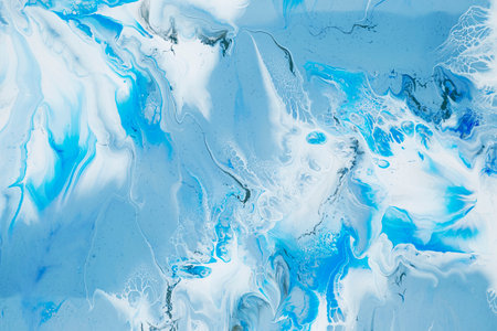 Blue and white colors abstract hand painted fluid art texture. Ocean surf creative background for...