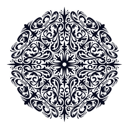 Circle floral alpona template for your designのイラスト素材