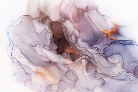 Expressive abstract hand painted alcohol ink texture. Shades of gray and blue colors creative background for your designの写真素材