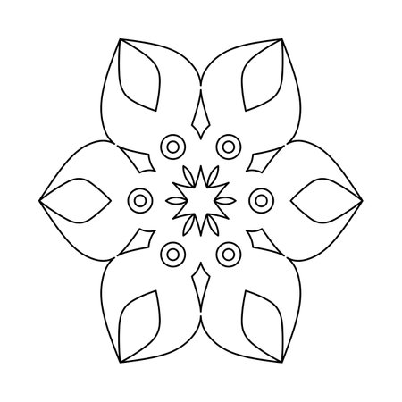 Circle floral alpona template for your design in thin line styleのイラスト素材