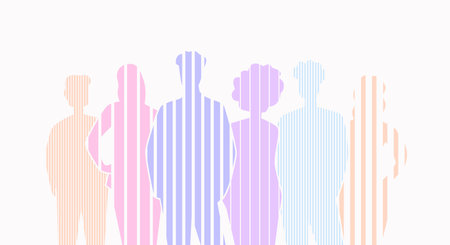 Group of people hatched color silhouette style. isolated on white backgroundのイラスト素材