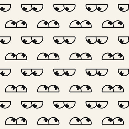 Hippie fun looker eyes seamless pattern for background and home textile design. Black print on white backgroundのイラスト素材