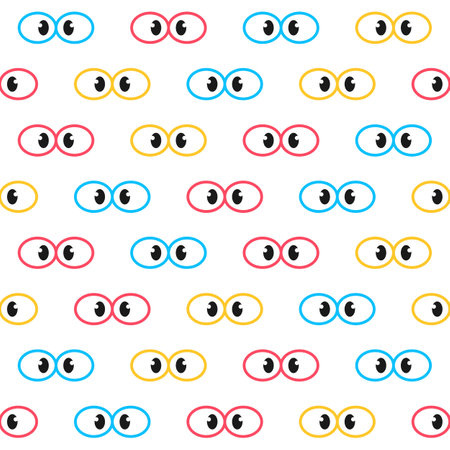 Hippie fun looker eyes seamless pattern for background and home textile design. color print on white backgroundのイラスト素材